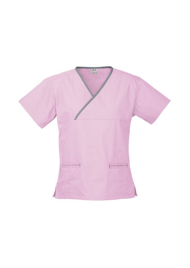 Picture of Biz Collection Ladies Contrast Crossover Scrubs Top H10722