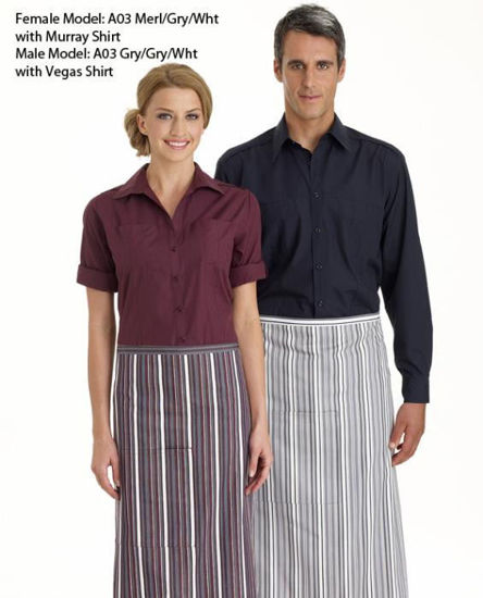 Picture of Identitee 3/4 Stripe Bistro Apron With Pocket A03S A03S