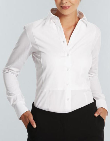 Picture of Gloweave Womens Textured Plain L/S Bib Front Shirt 1708wl