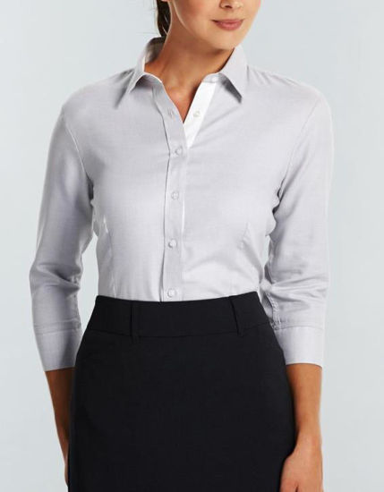 Picture of Gloweave Womens Micro Step Textured Plain 3/4 Sleeve Business Shirt 1709wl