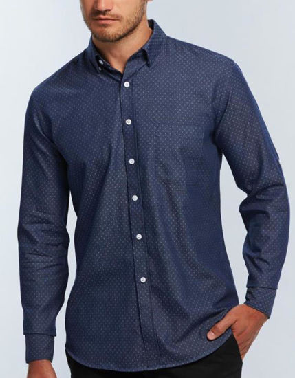 Picture of Gloweave Mens Polka Dot Dobby L/S Hospitality Shirt 1714hl