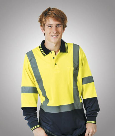 Picture of Blue Whale Cotton Back True Dry Hi Vis D/N Polo - Long Sleeve P74 P74