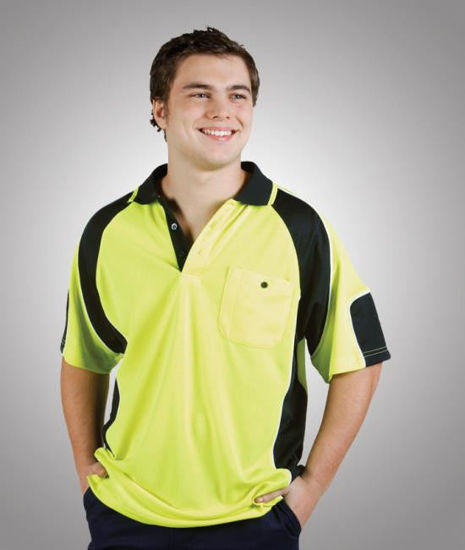 Picture of Blue Whale Hi Vis Cooldry Side Panel Polo - Short Sleeve P87 P87