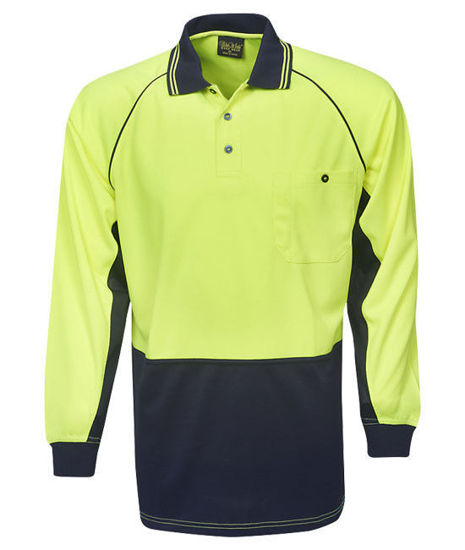 Picture of Blue Whale Hi Vis Raglan Sleeve Cooldry Polo Long Sleeve P63 P63