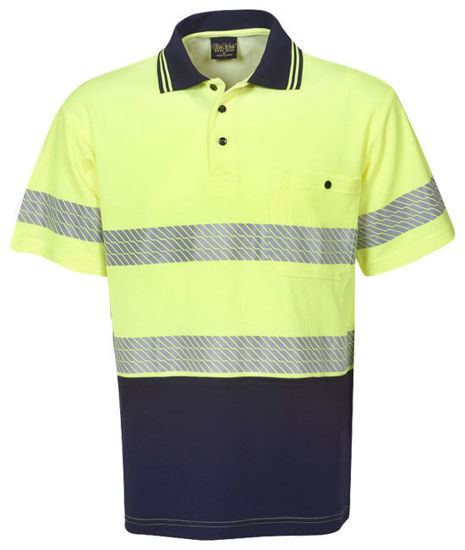 Picture of Blue Whale Hi Vis Segment Taped Cotton Back Polo Short Sleeve P77 P77