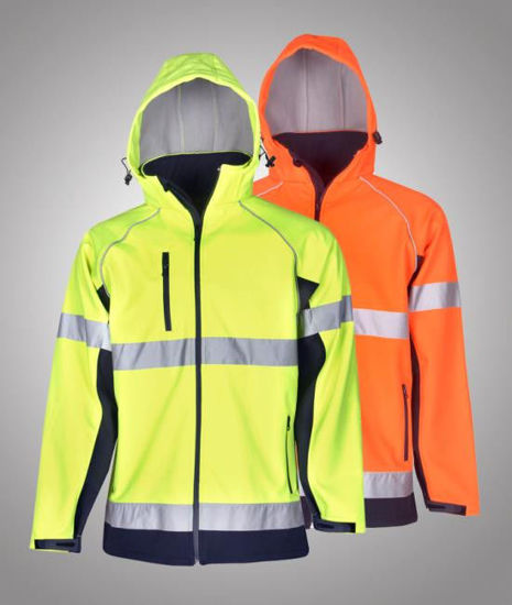 Picture of Blue Whale Hi Vis Soft Shell Jackets Day Use With Hood J97 J97