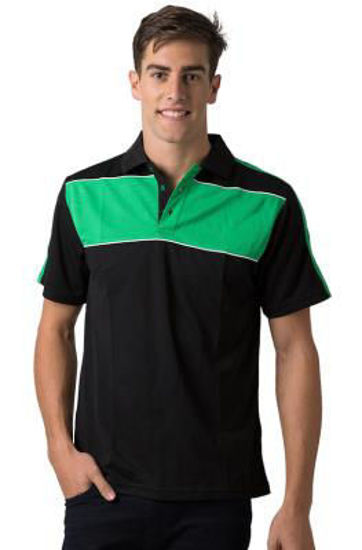 Picture of Beseen Mens Cooldry Pique Knit Polo With Contrast Panel bsp2012