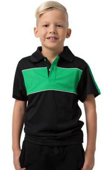 Picture of Beseen Kids Cooldry Pique Knit Polo With Contrast Panel bsp2012k