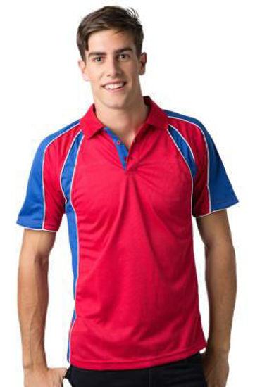 Picture of Beseen Mens Polyester Cooldry Micromesh Polo With Contrast Sleeve Edge Piping toucan