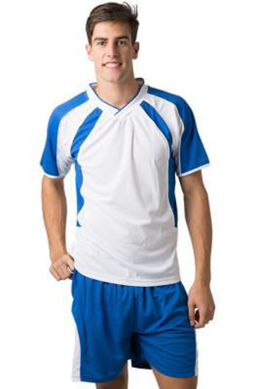 Picture of Beseen Mens V-Neck Cooldry Pique Knit Contrast T-Shrit With Self Fabric Armbands bst002