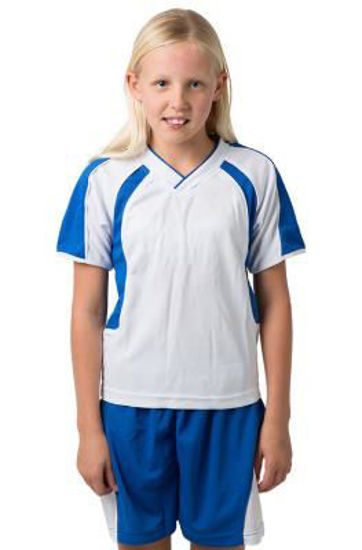 Picture of Beseen Kids V-Neck Cooldry Pique Knit Contrast T-Shrit With Self Fabric Armbands bst002k