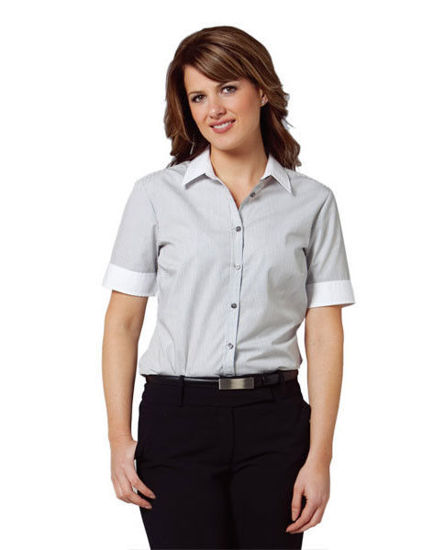 Picture of Benchmark M8261 Women'S Tic Stripe Short Sleeve Shirt m8261