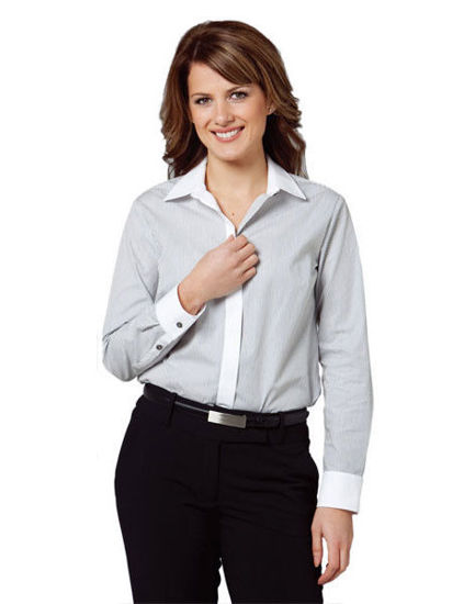 Picture of Benchmark M8262 Women'S Tic Stripe Long Sleeve Shirt m8262