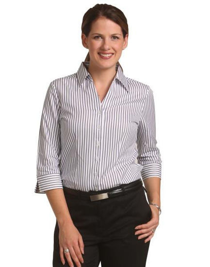 Picture of Benchmark M8310Q Women'S Sateen Stripe 3/4 Sleeve Shirt m8310q