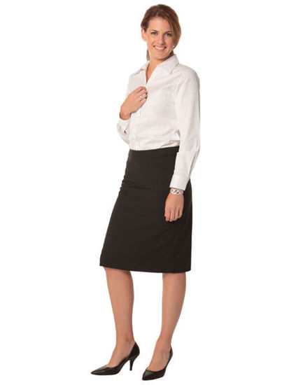 Picture of Benchmark M9472 Women'S Poly/Viscose Stretch Stripe Mid Length Lined Pencil Skirt m9472