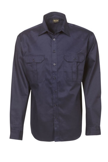 Picture of Blue Whale Mens Cotton Drill Work Shirt - Long Sleeve C03 C03