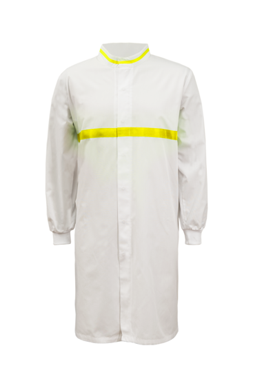 Picture of NCC Food Industry Long Length Dustcoat With Mandarin Collar, Contrast Trims On Collar And Chest WJ3197