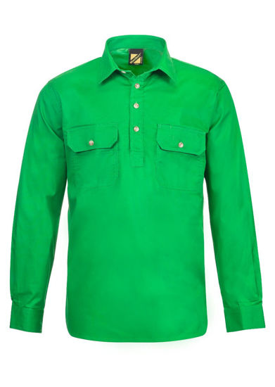 Picture of NCC Lightweight Long Sleeve Half Placket Cotton Drill Shirt With Contrast Buttons WS3029