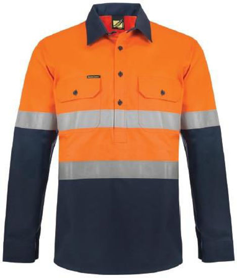 Picture of NCC Heavy Duty Hybrid Two Tone Half Placket Cotton Drill Shirt With Gusset Sleeves And Csr Reflective Tape WS6031