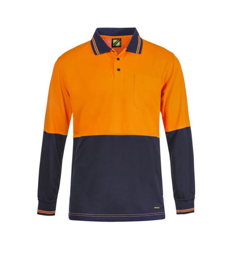 Picture of NCC Hi Vis Two Tone Long Sleeve Cotton Back Polo With Pocket WSP402