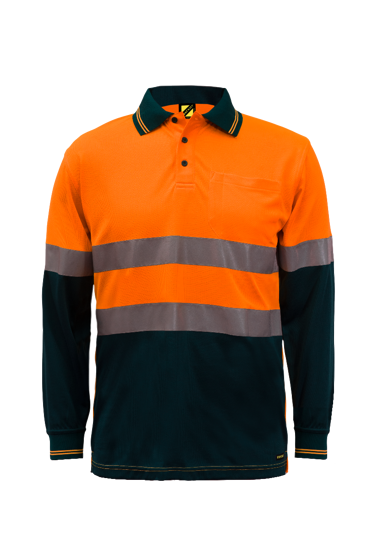 Picture of NCC Hi Vis Two Tone Long Sleeve Micromesh Polo With Pocket And Csr Reflective Tape WSP409