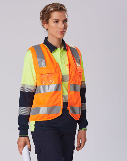 Picture of Australian Industrial Wear Hi-Vis SAFETY VEST with ID POCKET & 3M TAPES SW42