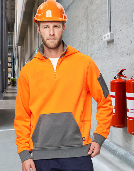 Picture of Australian Industrial Wear UNISEX HI VIS ¼ ZIP PREMIUM FLEECE HOODIE SW78