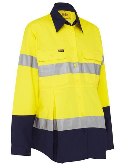 Picture of Bisley Women's Taped Hi Vis Maternity Drill Shirt BLM6456T