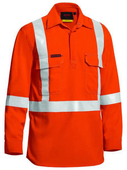 Picture of Bisley TenCate Tecasafe® Plus Taped hi Vis Closed Front Lightweight FR Shirt - Long Sleeve BSC8176T