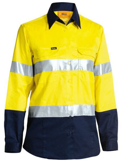 Picture of Bisley Women's Taped Hi Vis Cool Lightweight Drill Shirt BL6896