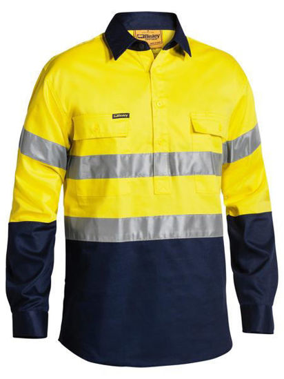 Picture of Bisley Taped Hi Vis Closed Front Drill Shirt BTC6456