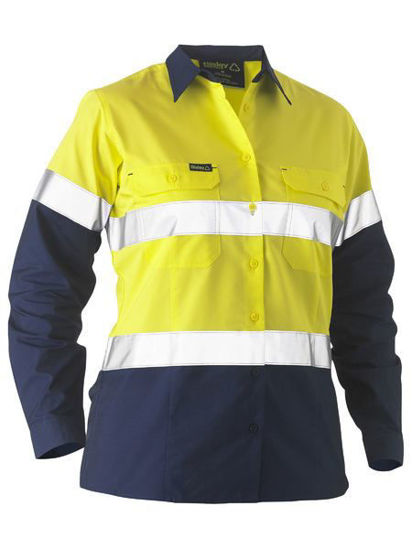 Picture of Bisley Recycle Women's Taped Two Tone Hi Vis Drill Shirt BL6996T