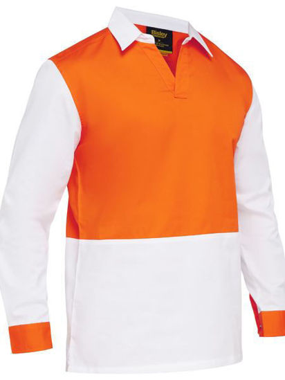 Picture of Bisley Two Tone Hi Vis V-Neck Long Sleeve Shirt BS6405