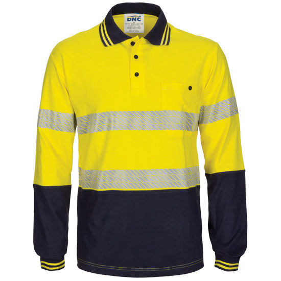 Picture of DNC HIVIS Segment Tape Cotton Jersey Polo - Long Sleeve 3516