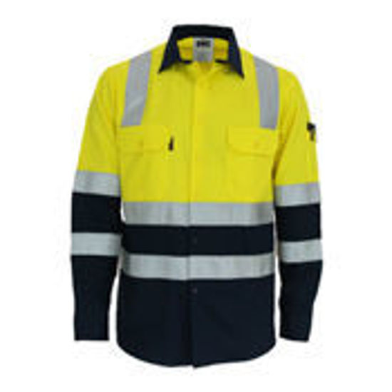 Picture of DNC Hivis 2 tone L/W cotton bio-motion & "x" back shirt with CSR R/tape - L/S 3547