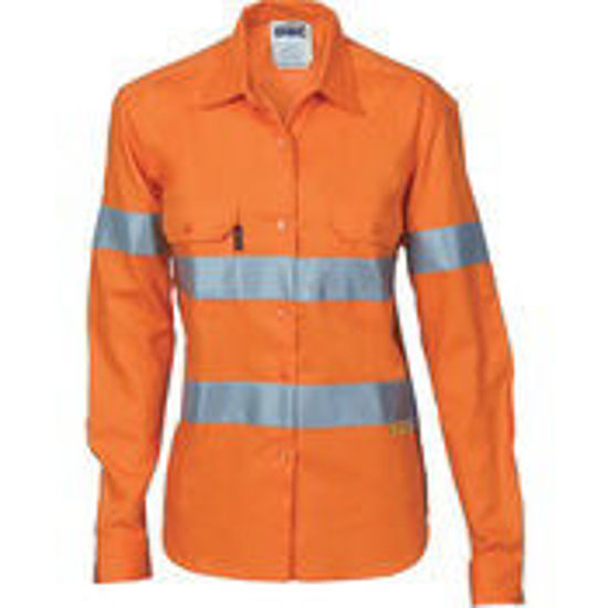 Picture of DNC Ladies HiVis Cool-Breeze Cott on Sh irt with 3M R/Tape - Long sleeve 3785