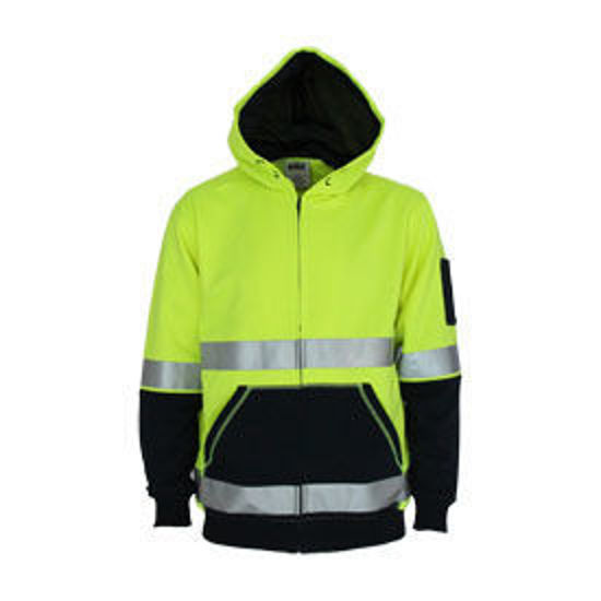 Picture of DNC Hivis 2 tone full zip super fleecy hoodie with CSR R/tape 3788