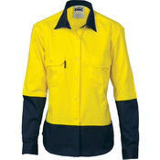 Picture of DNC Ladies HiVis Two Tone Cott on
Drill Sh irt - Long Sleeve 3932