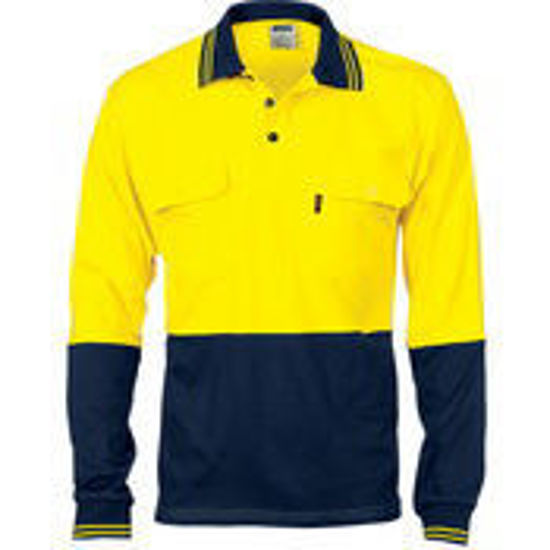 Picture of DNC HiVis Cool-Breeze 2 Tone Cotton Jersey Polo
Shirt with Twin Chest Pocket - L/S 3944