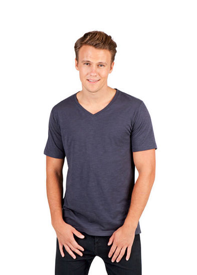 Picture of RAMO Men's  / Unisex Raw Cotton Wave  V Neck T-shirt T918TV